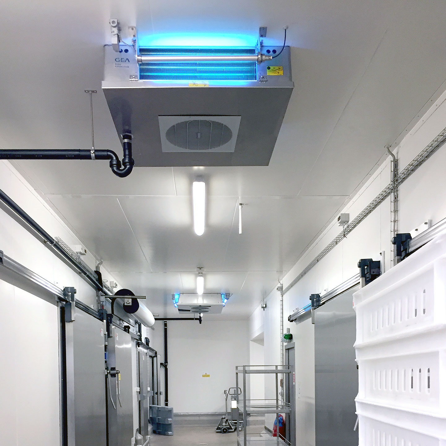 Höchster Hygienestandard durch UV / UVC Installationen in Verdampfer und Hygiene Kühler bei der Produktion